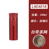 乐扣乐扣(LOCK&LOCK)绮丽保温杯 不锈钢真空便携马克杯 带茶隔水杯子 LHC4019 磨砂红