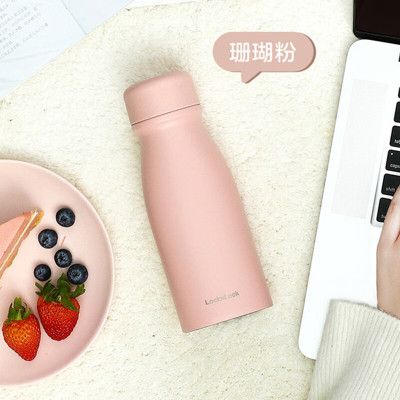乐扣乐扣朦胧保温杯少女学生杯子男女便携简约彩色可爱水杯 350ML LHC4240粉