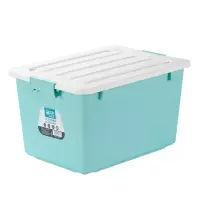 茶花(CHAHUA)茶花塑料收纳箱35L收纳盒实用储物箱整理箱 蓝色 35L[无滑轮] 28011T