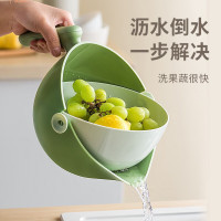 小熊(bear)洗菜篮沥水篮 双层可分离单手旋转沥水洗水果篮加厚 单手可操作 CX-W0087-P01