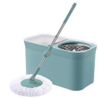 大卫拖把旋转拖把自动拖把好神拖地免手洗拖把桶拖把杆家用干湿两用墩布 加强杆+金属篮+2拖头(青山黛)