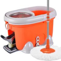 大卫拖把拖把四驱动旋转拖把桶手压脚踩好神拖家用墩布桶拖把小木马 加强杆+塑料盘(2个头)