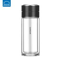 乐扣乐扣(LOCK&LOCK)重力式茶水分离玻璃杯便携茶水杯图案logo刻字纪念品活动定制llg6013黑色350ml