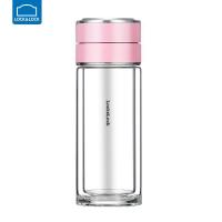 乐扣乐扣(LOCK&LOCK)重力式茶水分离玻璃杯便携茶水杯图案logo刻字纪念品活动定制llg6013粉色350ml
