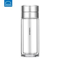 乐扣乐扣(LOCK&LOCK)重力式茶水分离玻璃杯便携茶水杯图案logo刻字纪念品活动定制llg6013银色350ml