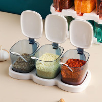 茶花(CHAHUA) B25002调料盒调味罐塑料调料瓶套装 盐盒家用厨房用品架盐罐