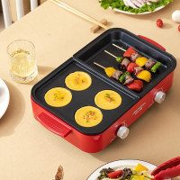 申魔多功能锅多用途锅料理锅烤肉锅家用电热火锅煎烤涮一体网红两色可选4L多功能料理锅(红色)高配4L