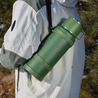 洁雅杰保温壶不锈钢大容量保温瓶户外旅行壶暖水瓶2.2L TY1-2200 绿色