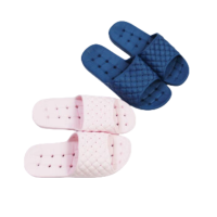 安巢家居(ANCHOW)漏水速干拖鞋男潮拖鞋女浴室洗澡漏水防滑女镂空藏青+粉色套装