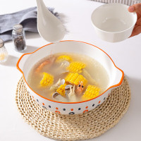 洁雅杰家用双耳汤碗大号陶瓷汤煲餐具盛汤盆螺蛳粉专用大碗