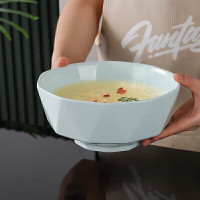 洁雅杰陶瓷汤碗大号家用大面碗釉下彩8英寸大碗汤盆 竖纹青色