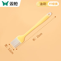 双枪刮刀油刷耐高温铲子一体式刮板奶油抹刀食品级烘焙工具 硅胶油刷[柠檬黄中号]