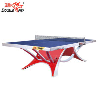双鱼(DOUBLEFISH)乒乓球桌展翅王2代室内标准乒乓球台大型比赛乒乓球案子国际乒联赛事展翅王2-蓝-含架网
