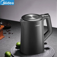 美的 电水壶家用烧水壶电热水壶双层防烫一体式无缝304食品级不锈钢 1.5L MK-15MS03黑色