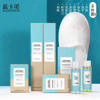 蓝卡诺酒店民宿环保一次性洗漱用品大全宾馆专用牙刷带牙膏套装地中海系列8件套1套