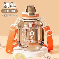 希乐(cille)水杯大容量tritan塑料夏季吨吨桶男运动健身女上学专用吸管杯 国画棕900毫升XL-2488