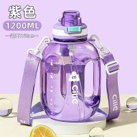 希乐(cille)水杯大容量tritan塑料夏季吨吨桶男运动健身女上学专用吸管杯 艳紫1200毫升XL-2489
