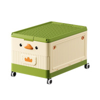 华普思可折叠玩具收纳箱家用大容量整理箱积木盖宝宝书本零食储物盒牛油果绿(小号27L)
