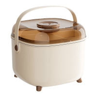 华普思家庭小药箱药品药物收纳盒家用医药箱便携医疗急救箱迷你药盒浅咖加奶油白(小号单层款)