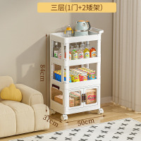 华普思多层婴儿用品收纳箱可移动零食小推车客厅厕所宿舍落地式置物架一门两矮(44+6)*31*84CM