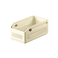 华普思衣服收纳盒可伸缩家用衣柜收纳分层神器衣物收纳箱储物整理框折叠奶油色中号{15*28*12(拉伸后45cm}两个装