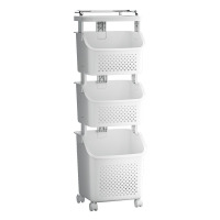 华普思脏衣篓家用放脏衣服收纳筐脏衣篮卫生间置物架收纳浴室洗衣篮粉白(三层)