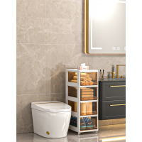 华普思可折叠夹缝收纳柜抽屉式储物箱家用宝宝零食柜卫生间窄缝整理柜子茶色象牙白30CM面宽4层可拆卸折叠多层带万向轮