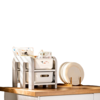 华普思多层置物架桌面资料整理柜家用客厅零食杂物收纳架宿舍桌下储物架灰白撞色911两层矮款(无轮子)