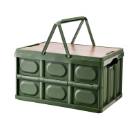 华普思加厚收纳箱带手提收纳筐家用创意折叠整理储物箱军绿50L(54*36*29CM)