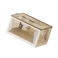 华普思多层折叠柜五开门家用衣服棉被收纳箱学生书本收纳盒储藏零食玩具白色中号56L单层(4个小轮子+1个盖子+一个箱体)