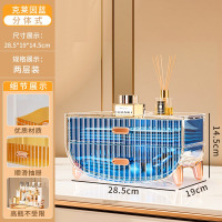 华普思轻奢透明化妆盒带盖防尘收纳盒首饰桌面置物架眉笔粉饼口红整理盒克莱因蓝&两层抽屉抽屉加厚