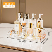 华普思轻奢透明化妆盒带盖防尘收纳盒首饰桌面置物架眉笔粉饼口红整理盒透明&精致小托盘抽屉加厚