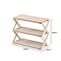 华普思家用宿舍玄关鞋子整理架多层可折叠鞋子收纳架免安装宝宝置物架架奶咖色三层