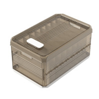 华普思衣柜裤子收纳盒加厚折叠整理箱抽屉式收纳神器内衣袜子分格收纳箱茶色&有盖7格无纺布格片20L(40*25*20CM)