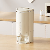 华普思猫粮狗粮储存罐密封防潮防虫大容量米桶夹缝式按压自动出米零食桶奶油黄大号10L装