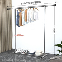 丽佳邦晾衣架落地折叠家用晒衣架阳台卧室挂衣架子室内双杆式简易衣帽架 加高伸缩款2米不锈钢单层单杆[送防滑垫]