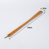 丽佳邦木质长柄鞋拔子孕妇老人懒人实木穿鞋器家用柯木不弯腰鞋抽 老漆54平面鞋拔