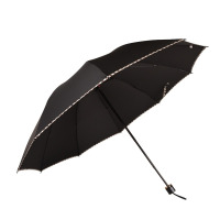 米奇喵雨伞三折叠双人10骨男女黑胶晴雨两用商务64*10k黑