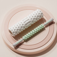 米奇喵泡沫轴狼牙棒瑜伽柱滚背肌肉筋膜放松按摩器EVA琅琊小腿塑形滚轴瑜伽柱白色30厘米+按摩棒