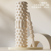 米奇喵泡沫轴狼牙棒瑜伽柱滚背肌肉筋膜放松按摩器EVA琅琊小腿塑形滚轴瑜伽柱白色45厘米+四轮按摩棒