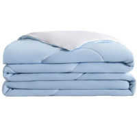 米奇喵纯色凉感丝夏凉被空调被单人双人夏季冰激凌冰丝夏被可机洗冰豆被蓝灰+米灰 150*200cm单人夏被