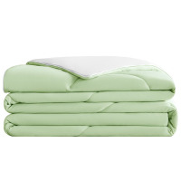 米奇喵纯色凉感丝夏凉被空调被单人双人夏季冰激凌冰丝夏被可机洗冰豆被果绿+米灰 200*230cm双人夏被