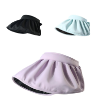 米奇喵春夏遮阳帽女大帽檐可折叠贝壳帽冰丝防菌防紫外线空顶帽(新老款混发)M(56-58cm) 蓝色 紫色 黑色 颜色备注