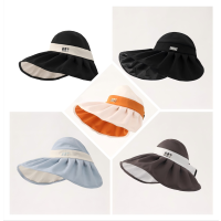 米奇喵黑胶空顶帽防紫外线高级感大帽檐防晒帽子夏季遮阳女遮阳帽[不带黑胶]可调节 天蓝色 灰色 桔色 黑色 颜色备注