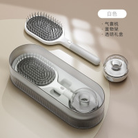 华普思艺轻奢梳子防静电气垫梳长发干湿两用钢针气囊按摩梳蓬松梳轻奢款气垫梳+多功能透明盒[奶油白]