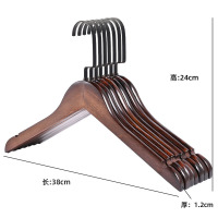 华普思艺酒店木质衣架加粗款家用无痕防滑木头裤架衣服撑子复古实木晾衣架女款-枫木复古色扁钩人字架