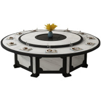 华普思酒店餐桌大圆桌新中式15人20人餐厅桌面仿大理石火锅桌椅电动转盘3.6米电动餐桌