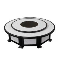 华普思酒店电动餐桌大圆桌椅组合旋转转盘饭店包厢火锅店15人20人新中式加厚3.6米电动圆桌(含木转盘)