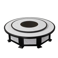 华普思 酒店电动餐桌大圆桌椅组合旋转转盘饭店包厢火锅店15人20人新中式加厚3.6米电动圆桌(含木转盘)