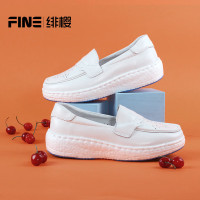 绯樱 爆米花款护士鞋女春秋季款真牛皮软底镂空透气工作鞋BT2616 34码